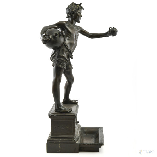 L'acquaiolo, XX secolo, scultura in bronzo da Vincenzo Gemito, altezza cm 54,5, (segni di usura, graffi, difetti)