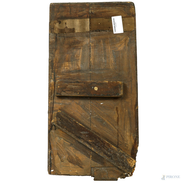 San Gregorio Nazianzeno, olio su tela applicata su tavola, XIX secolo, cm 56x28,5, (difetti, cadu...