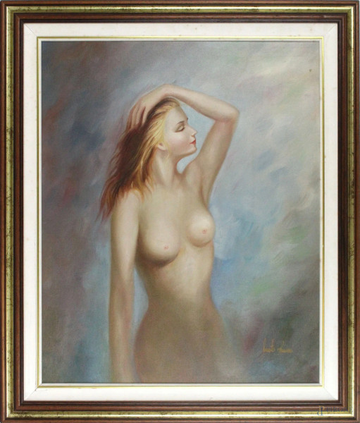 Nudo di donna, olio su tela cm 50x60, firmato Fausto Ranieri, entro cornice