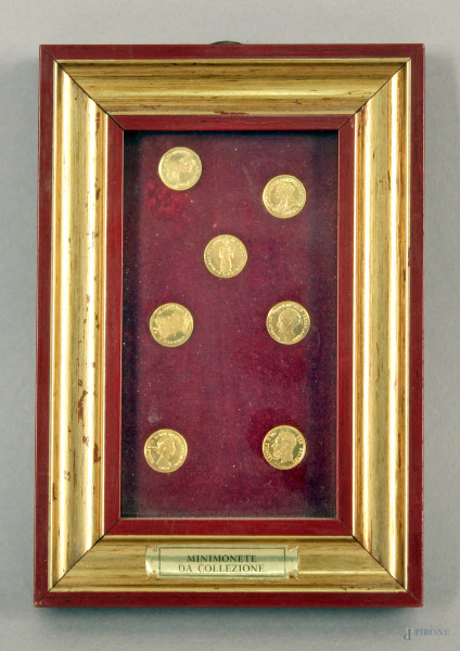Lotto composto da sette mini monete da collezione in oro.