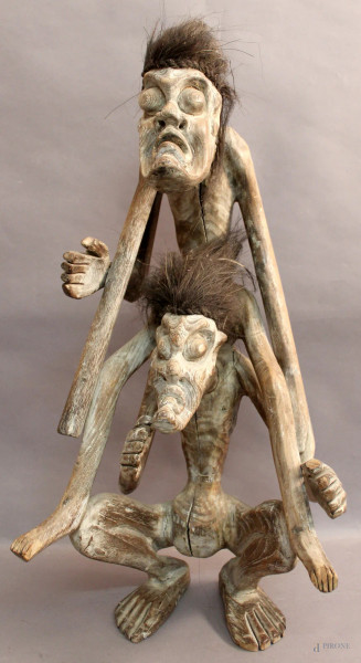Figure, scultura in legno, Arte Africana, H 77 cm.