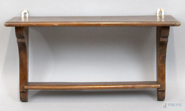 Mensola in legno di noce, cm h 32x60x23,5, XX secolo