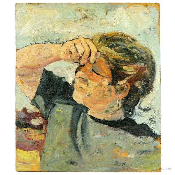 Vincenzo Morra - Contadina, olio su tavola, cm 41,5x35