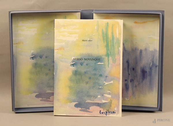 Libro - verso novunque, di Mauro Mar&#232; con tre litografie e la copertina di Antonio Corpora.