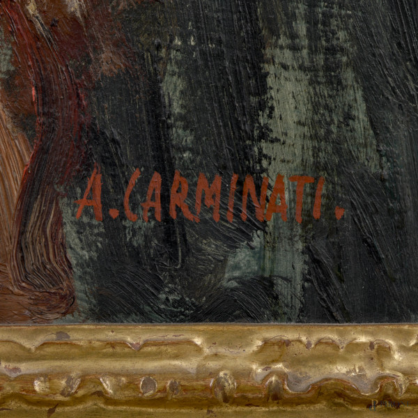 Ritratto di signora, olio su compensato, XX secolo, cm 99,5x90, entro cornice, firmato in basso a...