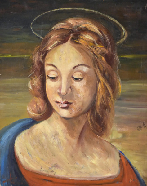 Artista del Novecento, Madonna, olio su tavola, cm 36x46.