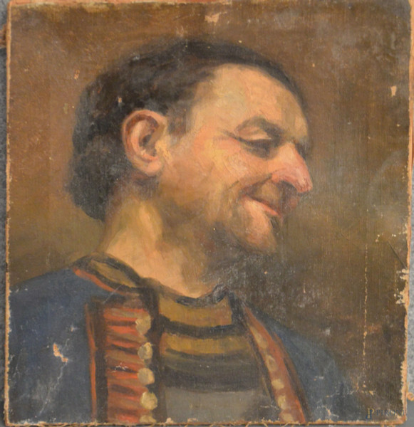 Ritratto di personaggio, olio su tela 32x39 cm, XIX sec.