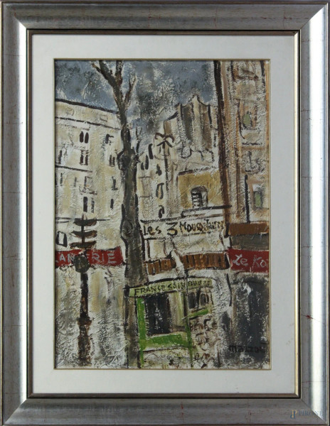 Carlo Mazzoni - L&#39;arbre, dipinto ad olio su tela, cm 70 x 50, entro cornice.