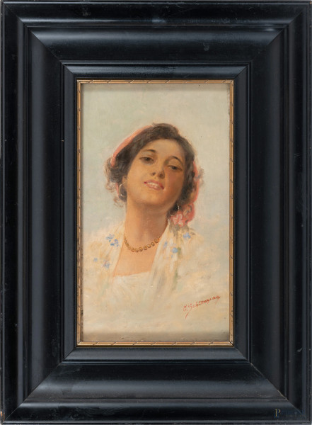 Carl Schleusing (1865-1953), Coppia di ritratti raffiguranti pescatore con pipa e giovane popolan...