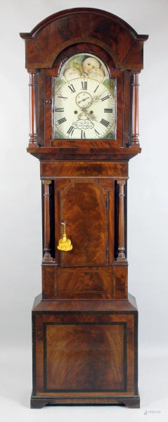 Orologio a torre, con quadrante circolare a numeri romani, altezza cm. 220 circa, Inghilterra XIX secolo, meccanismo da revisionare, (difetti)