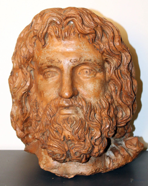Giove, antica scultura in terracotta, h. cm 39.