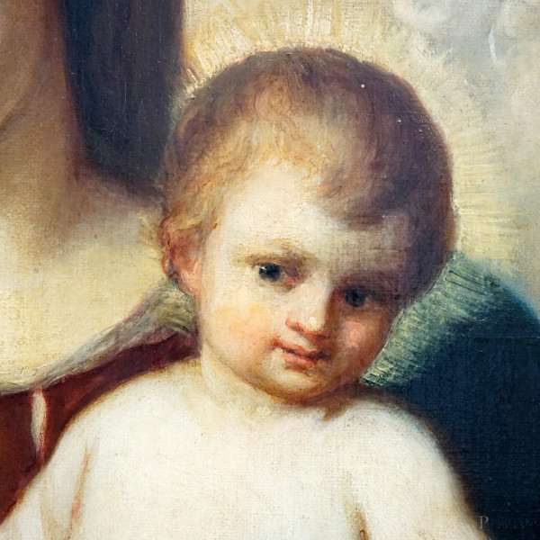 Madonna con il Bambino, olio su tela, XIX secolo, cm 99,5x74,5, entro cornice