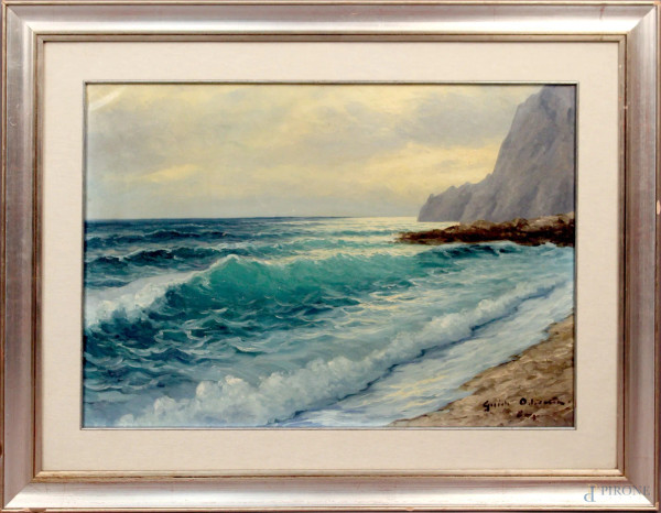 Guido Odierna - Capri, olio su tela, cm. 50x70, entro cornice.