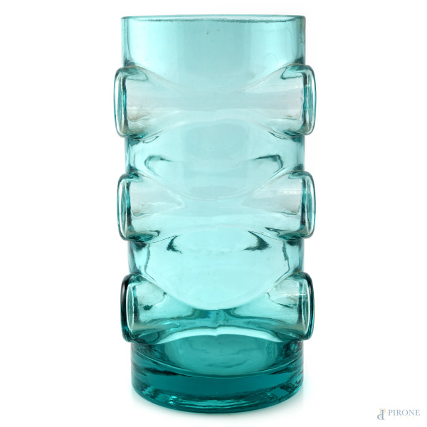 Vaso in vetro verde, anni Settanta, altezza cm 20, (lievi segni di usura)