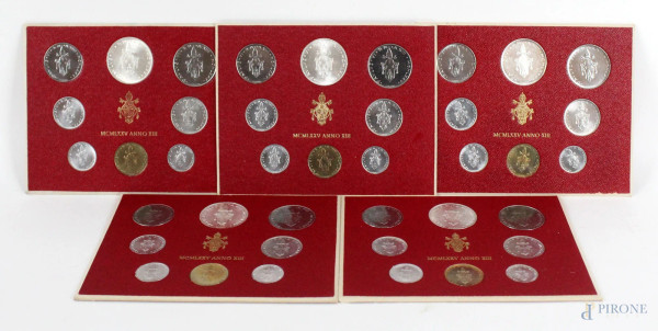 Cinque serie di monete Paolo VI