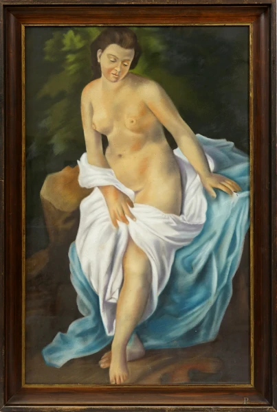 Artista del XX secolo, Nudo femminile, pastello su carta, cm 80x50, entro cornice