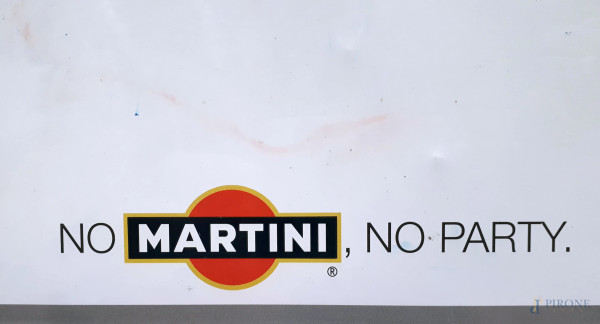 Martini, locandina-lavagna magnetica pubblicitaria in latta con firma stampata del testimonial Ge...