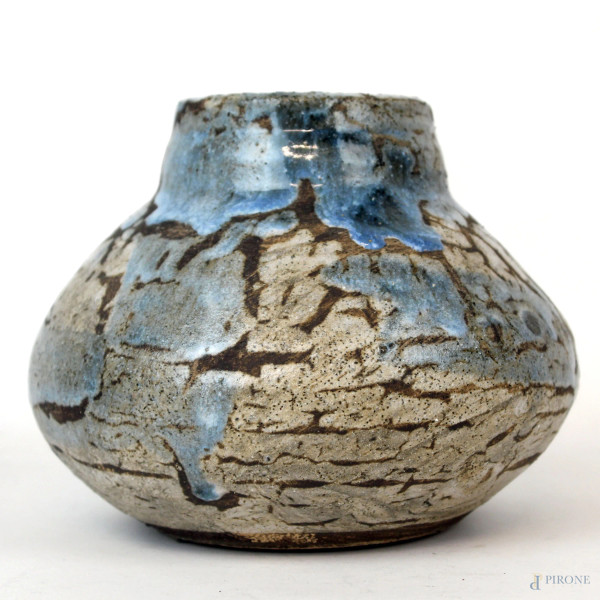 Vaso in ceramica invetriata, cm h 13, XX secolo.
