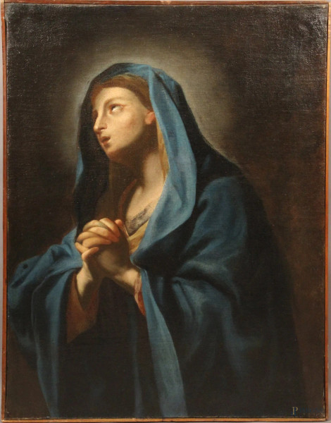 Francesco Trevisani - Vergine in preghiera, olio su tela, cm. 100x75. Il dipinto replica la tela conservata presso la Galleria Doria Pamphilj a Roma (74x63 cm).