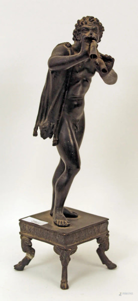 Dio Pan, scultura in bronzo brunito, XIX sec., H 33 cm.