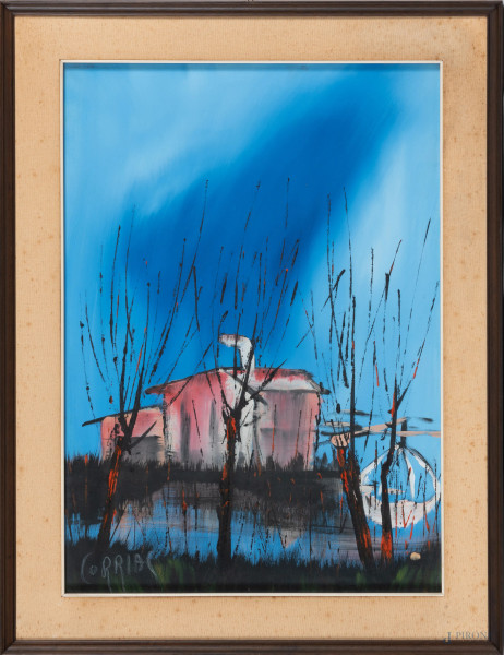 Palude, XX secolo, olio su tela, cm 70x50, firmato in basso a sinistra, entro cornice