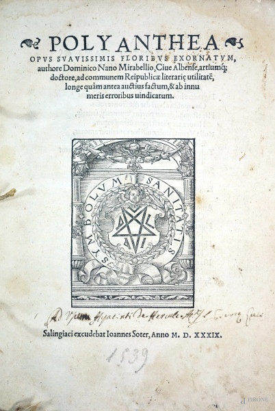 Domenico Nano, Polyanthea, 1539, (difetti e mancanze)