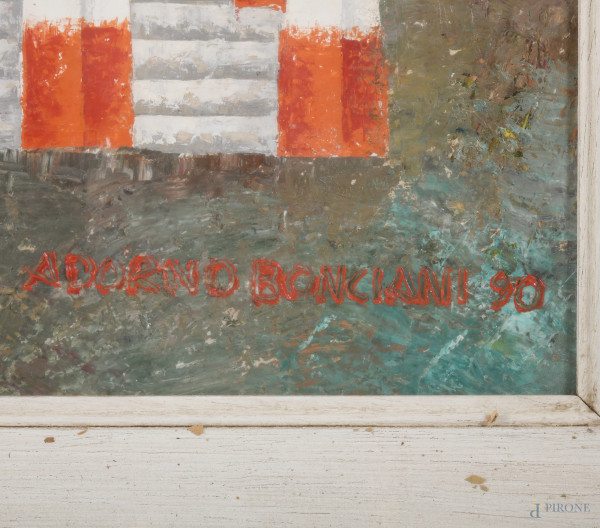 Adorno Bonciani (1920-), Coro della Cattedrale di Noto, tecnica mista su cartone, cm 69,5x50, tit...