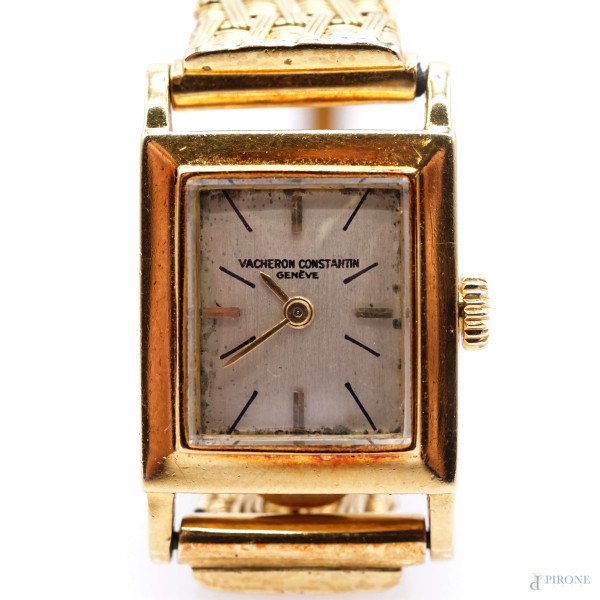 Vacheron Constantin, orologio da donna in oro 18 Kt, quadrante rettangolare cm 1,8x1,7, lunghezza...