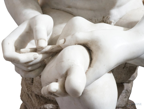 Spinario, marmo, sec. XX, cm 137x84, (difetti)