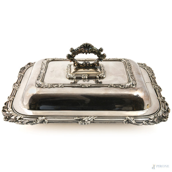 Legumiera in Sheffield, XX secolo, cm 11,5x29x22