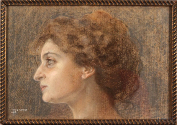 Luigi  Bompard - Ritratto di Emma Gramatica, pastello su carta, cm. 27x39, entro cornice.