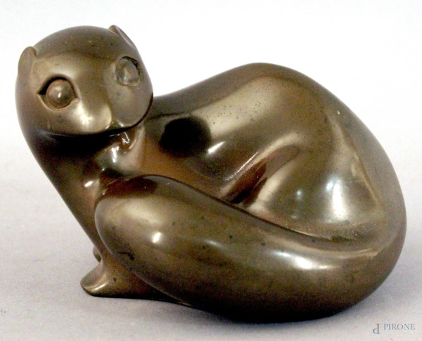 Richard  Fischer - Ermellino, scultura in bronzo, altezza 10 cm.