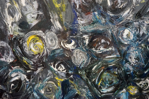 Fiori nel gelo, olio su tela, cm 30x40, entro cornice