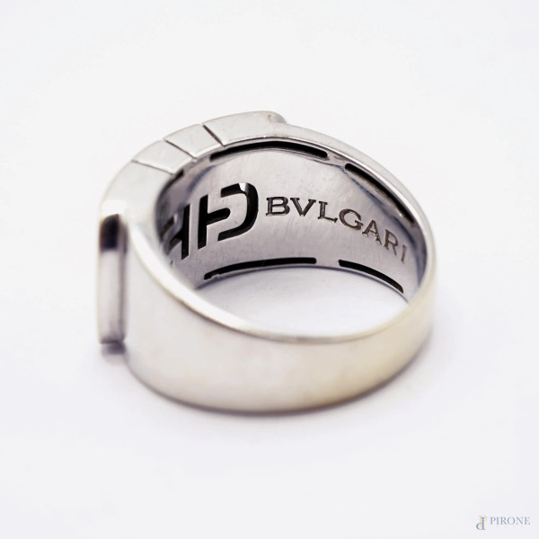Anello Bulgari Parentesi, in oro bianco 18 kt, misura n. 21, peso gr. 13,6, (segni del tempo)