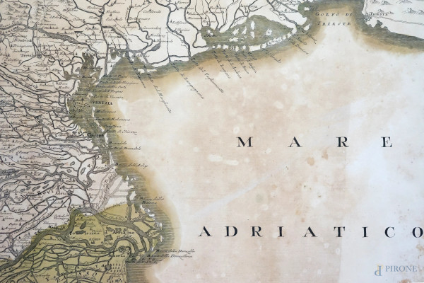 Lotto di sei mappe del territorio italiano, incisioni, XVIII secolo, misure max cm 39,5x52, entro...