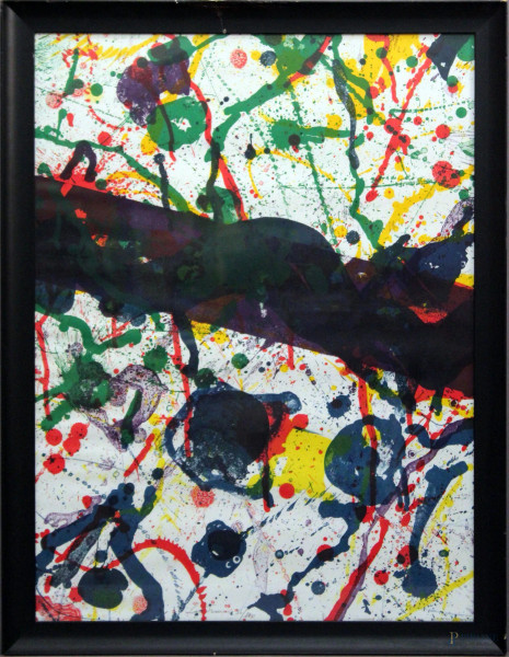 Sam Francis - Astratto, litografia 94/100, entro cornice