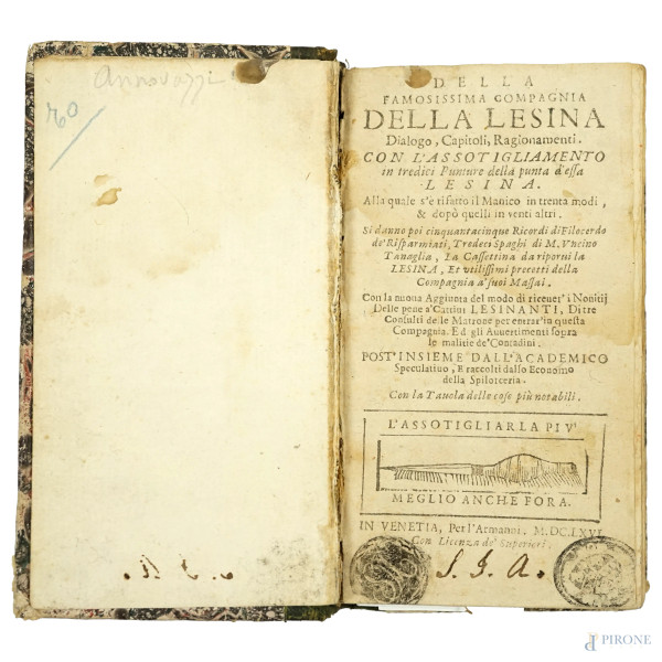 Della famosissima Compagnia della Lesina, Venezia 1666, (difetti)