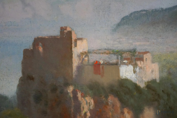Eduardo Dalbono (Napoli, 10 dicembre 1841 – Napoli, 23 agosto 1915), Paesaggio, olio su tela, cm ...