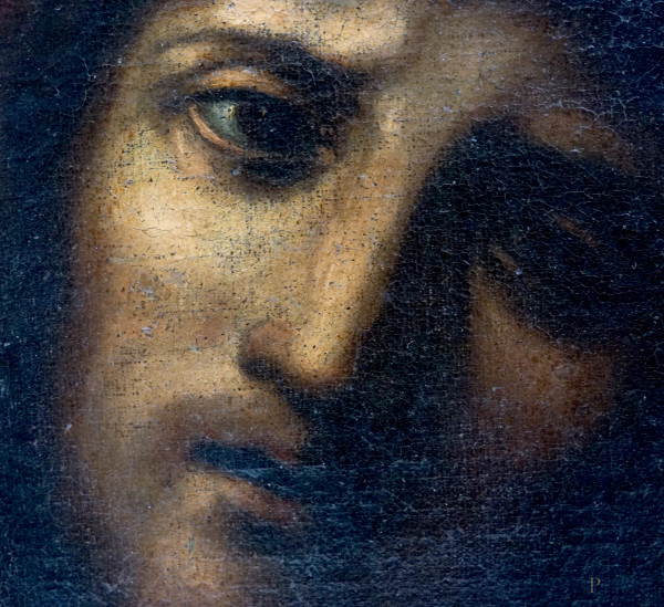 Ecce homo, XVII-XVIII secolo, olio su tela, cm 43,5x31,5. (Difetti)