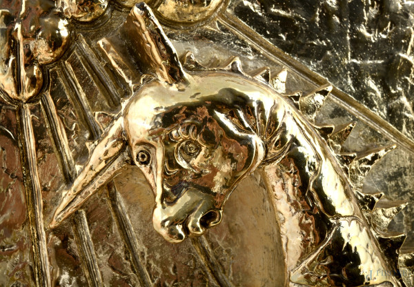 Salvador Dalì, La nascita degli animali, Scultura in argento galvanico dorato, esemplare 430/999,...