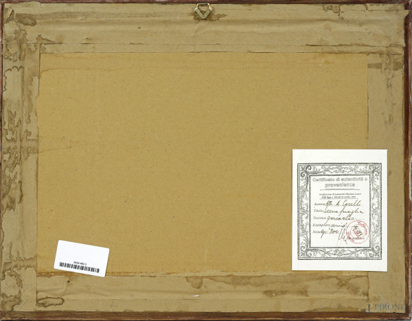 Il pescatore, acquerello su carta, XIX secolo, cm 29x38,5 compreso passepartout, entro cornice, (...