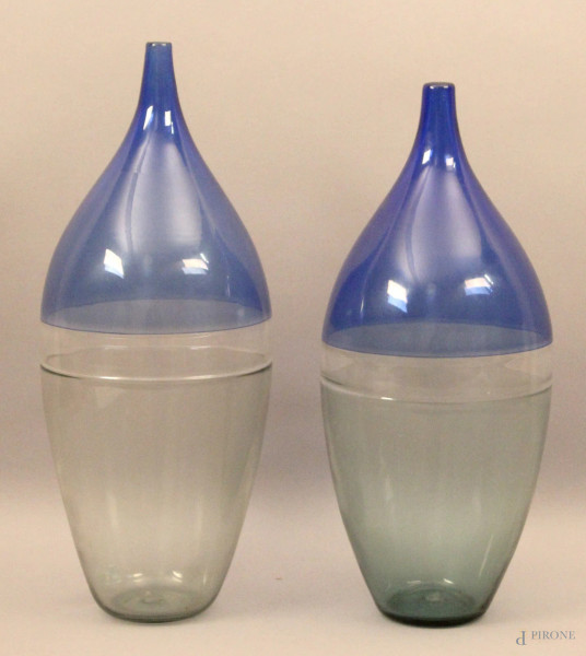 Coppia di vasi in vetro La Murrina, H 42 cm.
