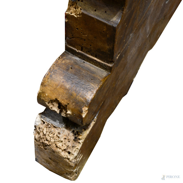 Grande tavolo fratino in noce con gambe a lira, piano composto da due tavole, XIX secolo, cm 77x2...