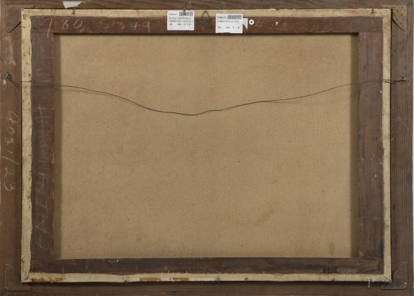 Pietro Gabrini (1856-1926), Ore liete, olio su tela, cm 71x96, firmato a destra, entro cornice, (...