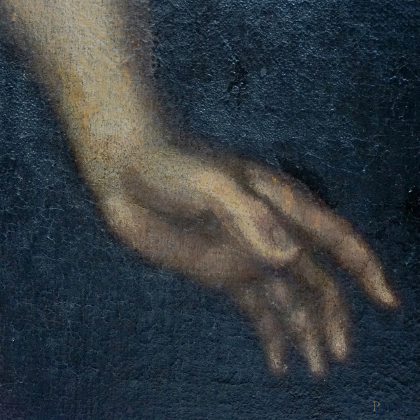 Scuola toscana del XVII secolo, Figura femminile, olio su tela, cm 89x67, entro cornice