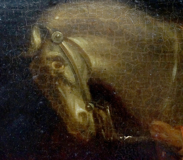 Scuola olandese del XIX secolo, La buona ventura, olio su tavola, cm 40,5x29,5, entro cornice