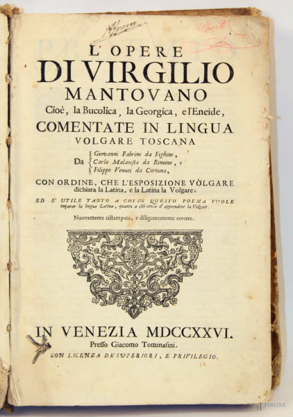 Libro - La Bucolica Vergine Eneide, Virgilio 1726