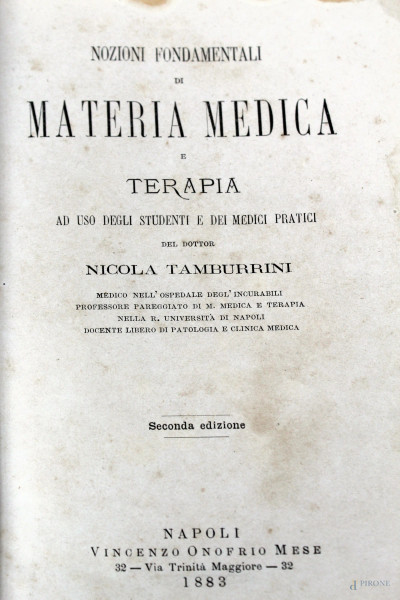 Nozioni fondamentali di materia medica e terapia del dottor Nicola Tamburrini, Volume V, Napoli, 1883