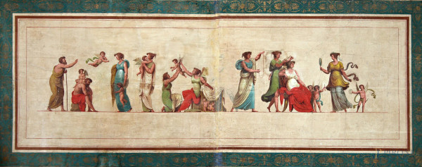  Scena pompeiana,  olio su tela, XVIII secolo., cm 318 x 122.