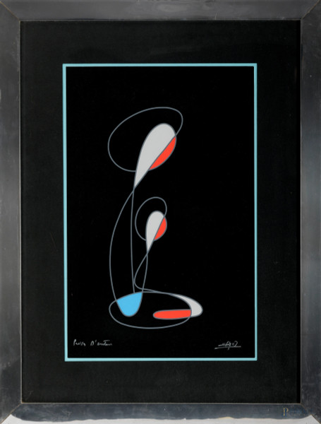 Giuseppe Guidotti (1929), Madonna con bambino, prova d'autore, cm 63x46 compreso passepartout, con cornice